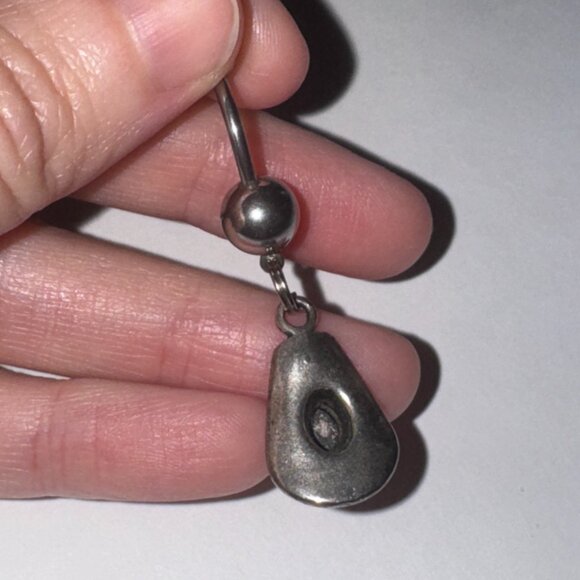 Hat Dangle Belly ring with Topaz Orange Gem - Picture 8 of 8